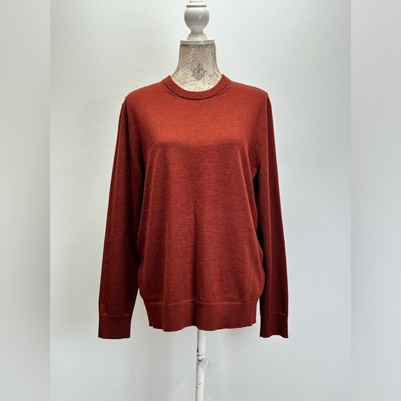 BANANA REPUBLIC Rust 💯 Merino wool crew neck sweater size L - Picture 3 of 13